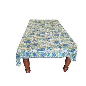April Cornell Vintage Floral Blue and Green Tablecloth 76" × 58
